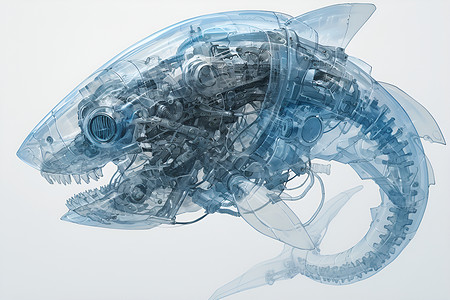 一只机器鱼机械鱼素材高清图片