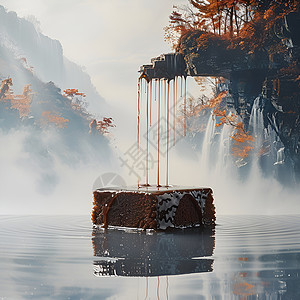 甜品蛋糕房传单巧克力瀑布的蛋糕设计图片