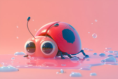 红色瓢虫可爱的大眼瓢虫插画