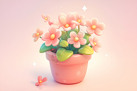 粉色黏土材质花朵背景图片