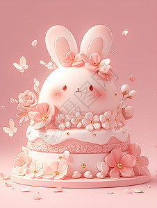 表情装饰粉色蛋糕插画