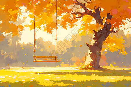 秋叶的秋千乐园背景图片