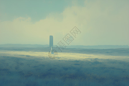 草原上孤独的女人背景图片