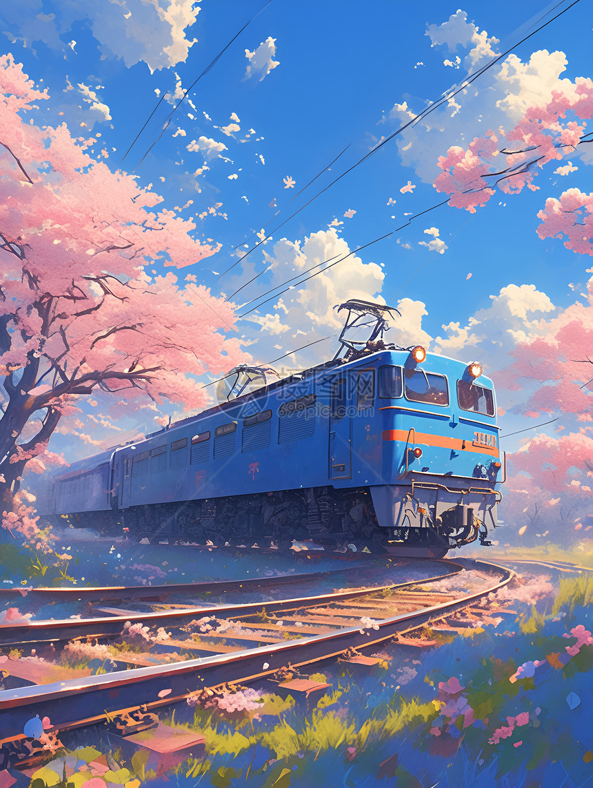 春天列车的多彩之旅图片