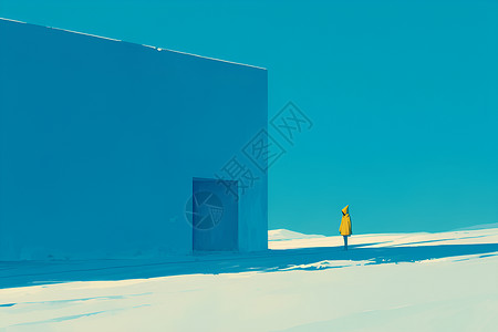 建筑门素材雪原中的避风港插画