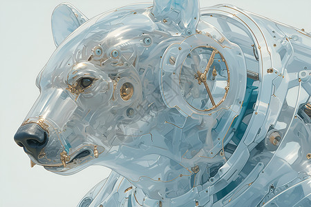 机械熊素材透明的机械人头插画