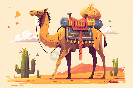 驮着行李的骆驼背景图片