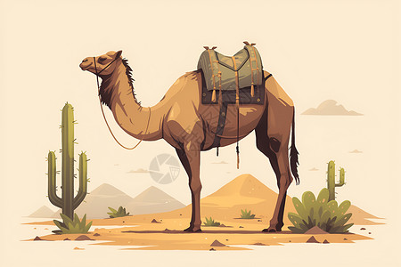 沙丘上的骆驼背景图片
