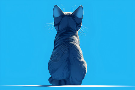 猫咪背影黑猫的背影插画