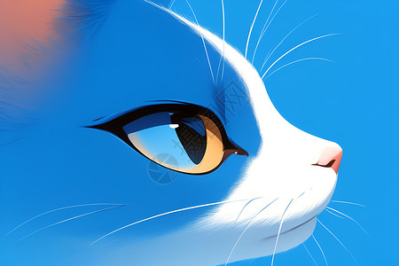 凝视的小猫凝视蓝色高清图片