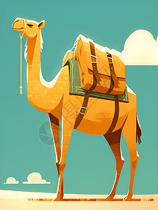 沙漠中行走的骆驼背景图片