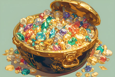 水晶石宝藏碗中的宝石插画
