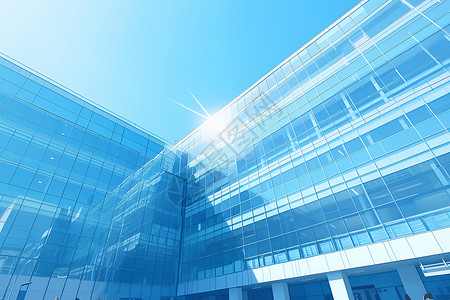 建筑玻璃阳光下的玻璃建筑插画