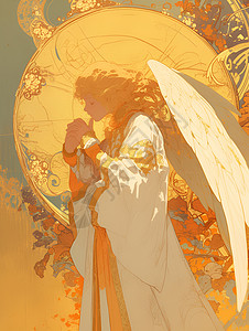 圣洁玛丽亚白色天使插画