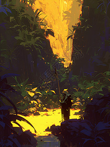 森林中的黄光背景图片