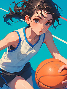 运动的篮球少女背景图片