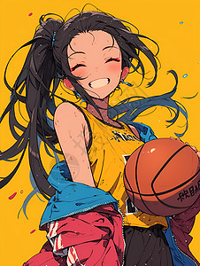 设计的篮球女孩插画背景图片