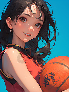 拿着篮球的女孩背景图片