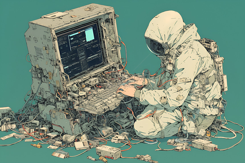 电脑前的宇航员图片