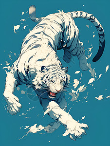 梦幻的白虎插画背景图片