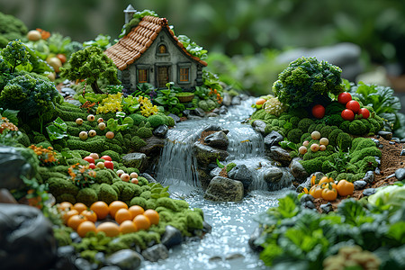 蔬果包装蔬菜中的流水设计图片