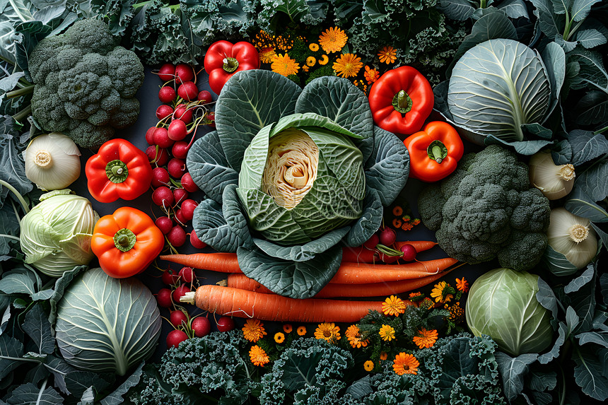 丰收的新鲜蔬菜图片