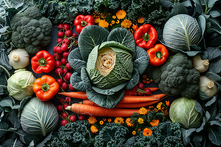 丰收的新鲜蔬菜背景图片