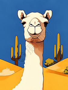 沙漠中的卡通骆驼背景图片