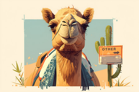 可爱的骆驼插画背景图片