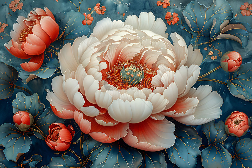 中国文化牡丹花瓷绘画图片