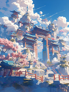 中国风的塔楼背景图片