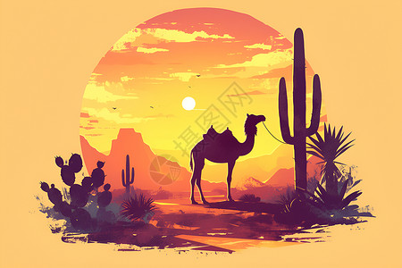 沙漠在夕阳下背景图片