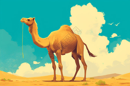 骆驼在沙漠中行走高清图片