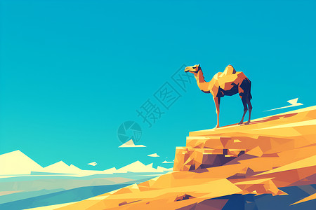 沙漠中的骆驼插画高清图片