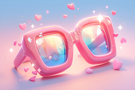 浪漫夏日的粉色太阳镜背景图片