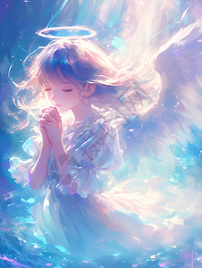 祈祷少女天使的祈祷插画