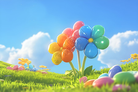 卡可爱通素材可爱的彩色花朵插画