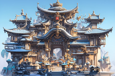 中国殿堂宏伟建筑背景图片