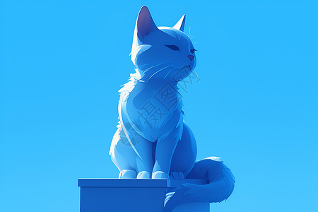 纯色背景上的蓝色猫咪背景图片