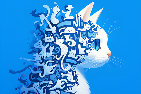 抽象猫咪插画背景图片
