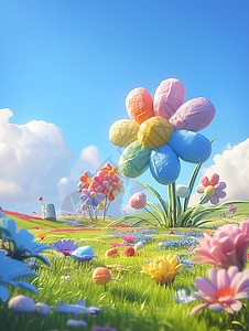 彩色花朵的花海背景图片