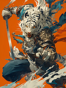 设计的白虎猛兽背景图片