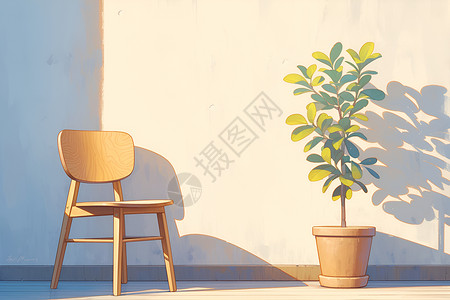 黄色木质标签展示的木质椅子插画