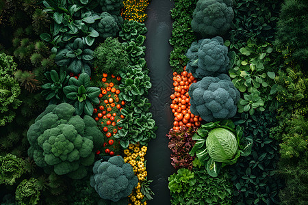 收获的绿色蔬菜背景图片