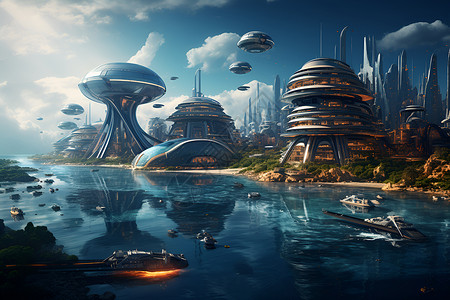 未来梦幻之城背景图片