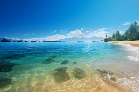蓝天白云海滩背景图片