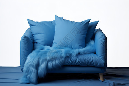 蓝色抱枕蓝色沙发背景
