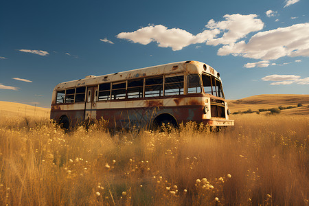 被遗弃的巴士|背景图片