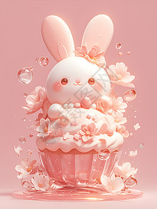 粉色中的兔子世界背景图片