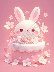 可爱卡通兔子蛋糕背景图片